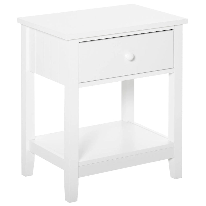 Modern Bedside End Table with Drawer & Storage Shelf – 19.75x13.75x23.5"