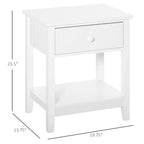 Modern Bedside End Table with Drawer & Storage Shelf – 19.75x13.75x23.5"