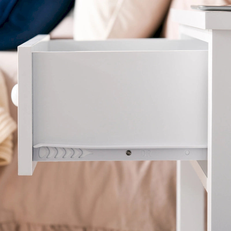 Modern Bedside End Table with Drawer & Storage Shelf – 19.75x13.75x23.5"