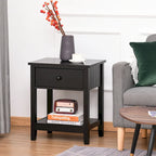 Modern Bedside End Table with Drawer & Storage Shelf – 19.75x13.75x23.5"