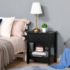 Modern Bedside End Table with Drawer & Storage Shelf – 19.75x13.75x23.5"