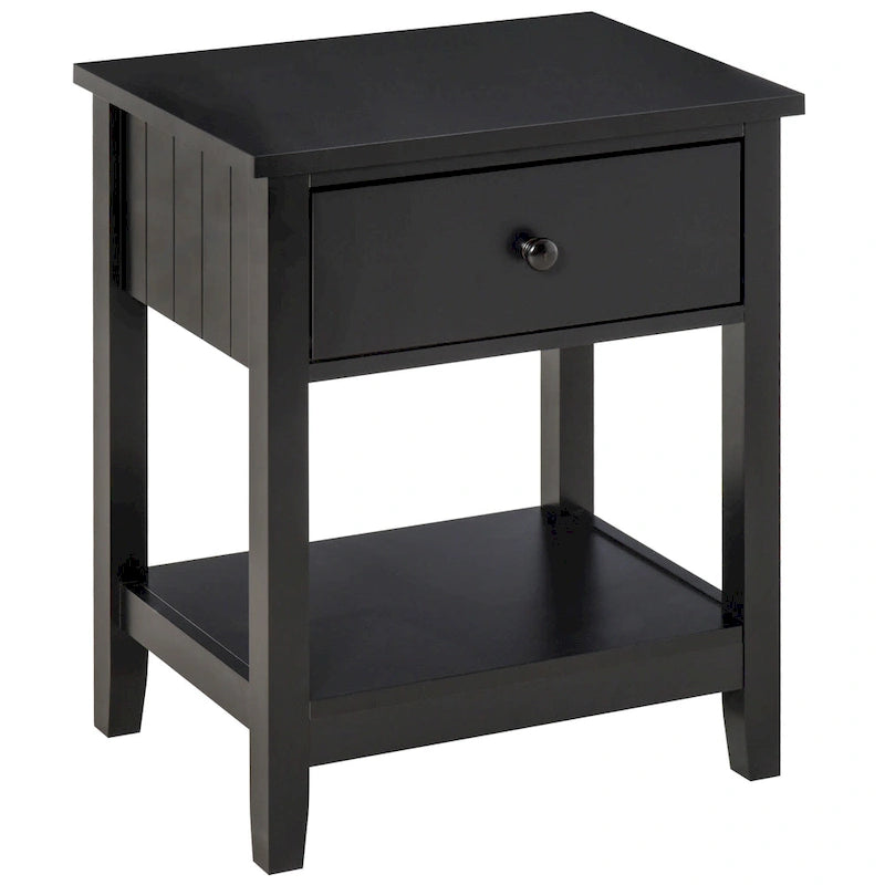 Modern Bedside End Table with Drawer & Storage Shelf – 19.75x13.75x23.5"