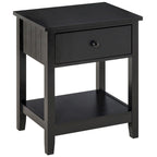 Modern Bedside End Table with Drawer & Storage Shelf – 19.75x13.75x23.5"