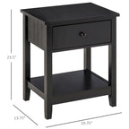 Modern Bedside End Table with Drawer & Storage Shelf – 19.75x13.75x23.5"