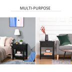 Modern Bedside End Table with Drawer & Storage Shelf – 19.75x13.75x23.5"