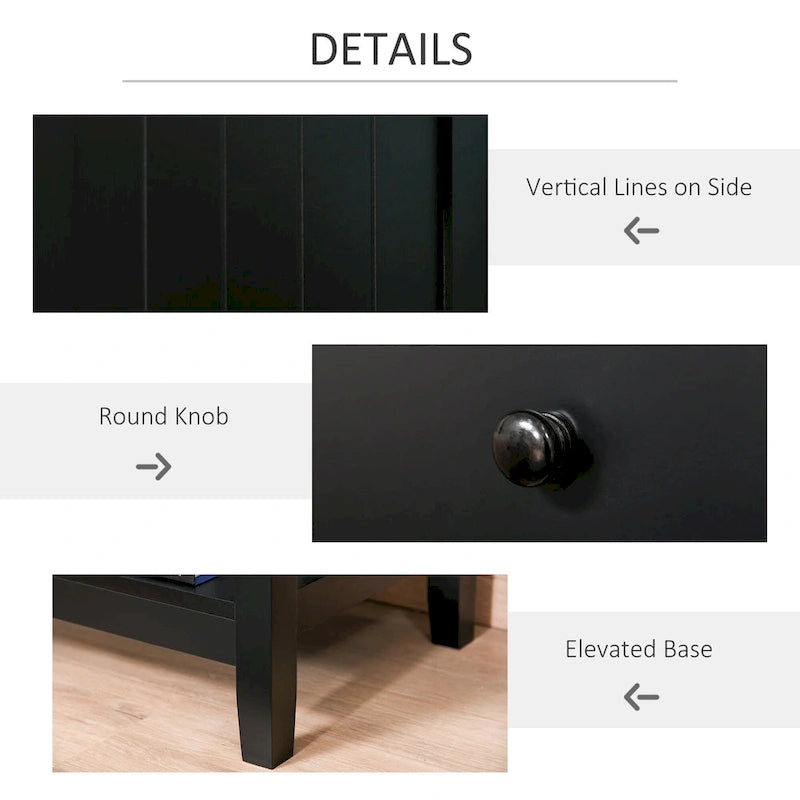 Modern Bedside End Table with Drawer & Storage Shelf – 19.75x13.75x23.5"