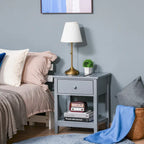 Modern Bedside End Table with Drawer & Storage Shelf – 19.75x13.75x23.5"
