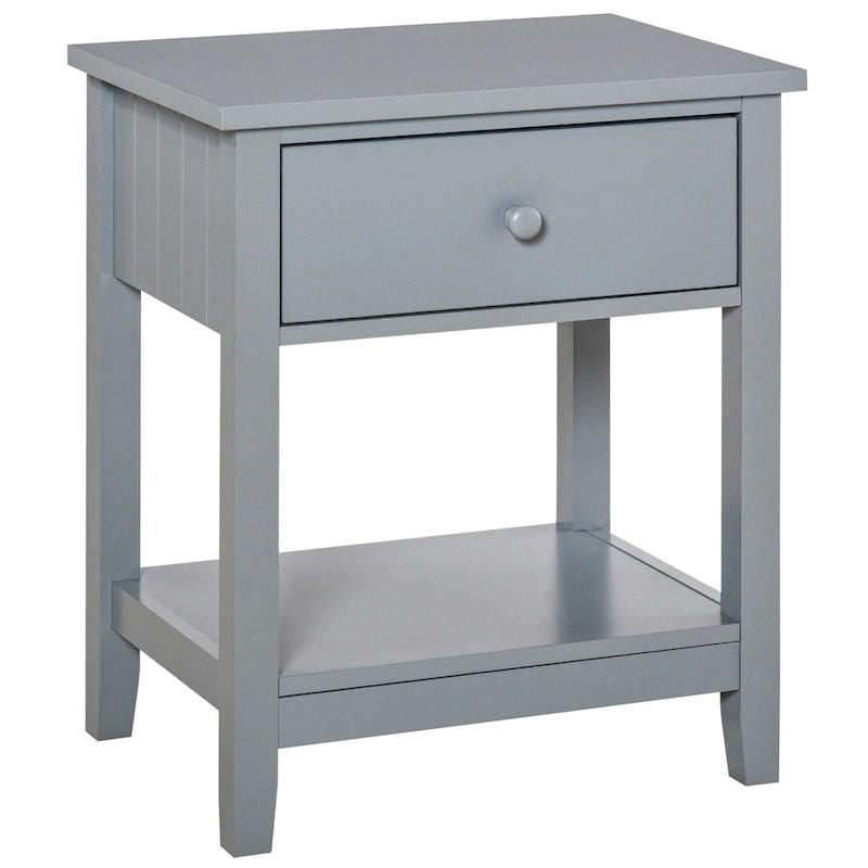 Modern Bedside End Table with Drawer & Storage Shelf – 19.75x13.75x23.5"