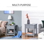 Modern Bedside End Table with Drawer & Storage Shelf – 19.75x13.75x23.5"
