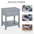 Modern Bedside End Table with Drawer & Storage Shelf – 19.75x13.75x23.5"