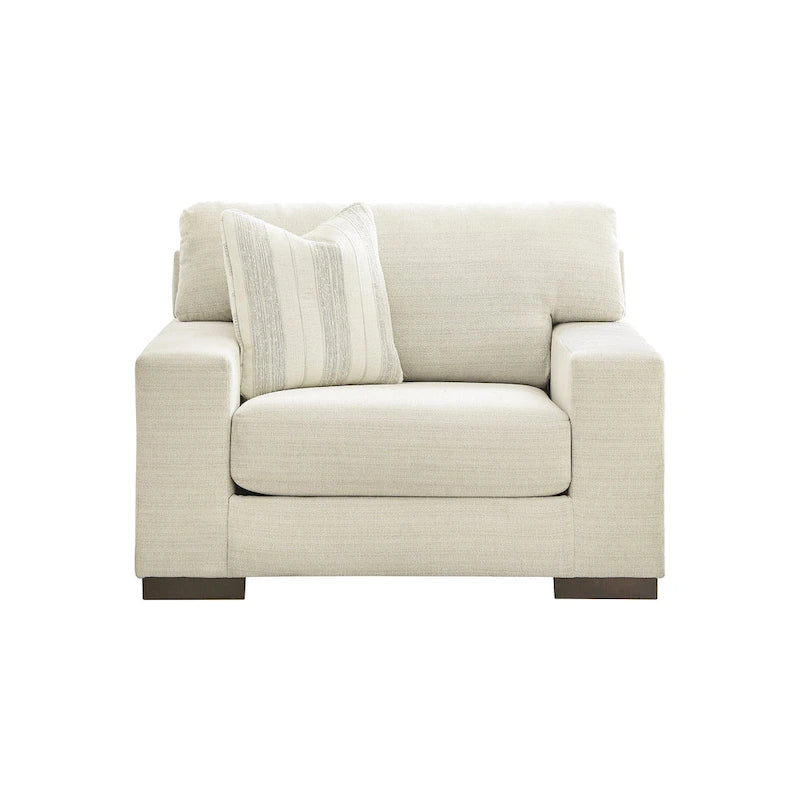 Oversized Accent Chair with Platform Foundation & Reversible Cushions – Neutral