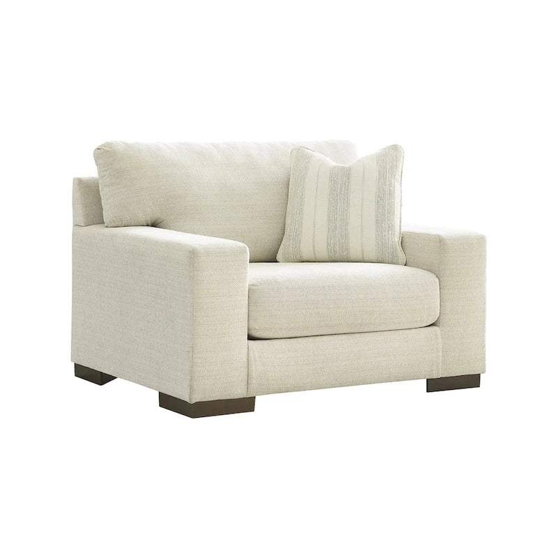 Grand fauteuil d'appoint avec base plateforme et coussins réversibles – Neutre