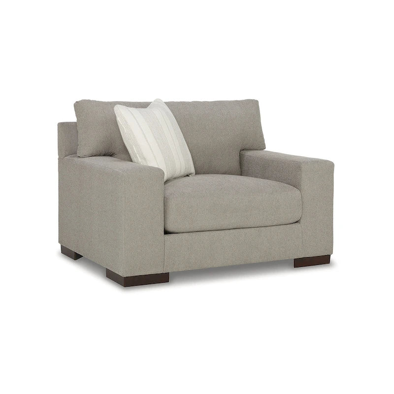 Grand fauteuil d'appoint avec base plateforme et coussins réversibles – Neutre