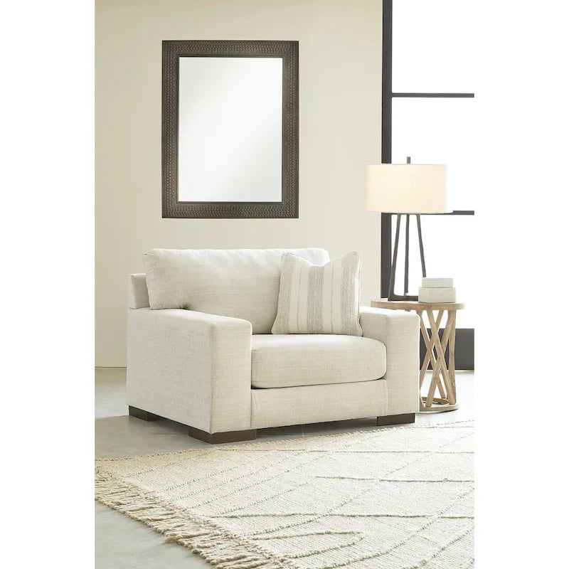 Grand fauteuil d'appoint avec base plateforme et coussins réversibles – Neutre