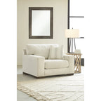 Grand fauteuil d'appoint avec base plateforme et coussins réversibles – Neutre