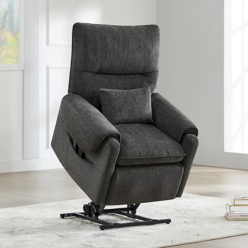 Fauteuil releveur inclinable électrique multiposition avec chaleur et massage – Tissu chenille