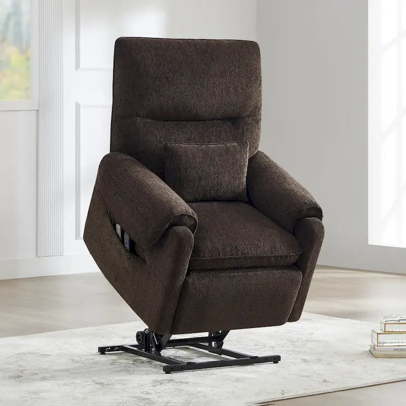 Infinite-Position Power Lift Recliner with Heat & Massage – Chenille Fabric