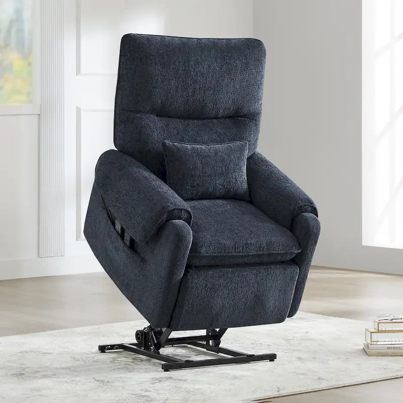 Fauteuil releveur inclinable électrique multiposition avec chaleur et massage – Tissu chenille