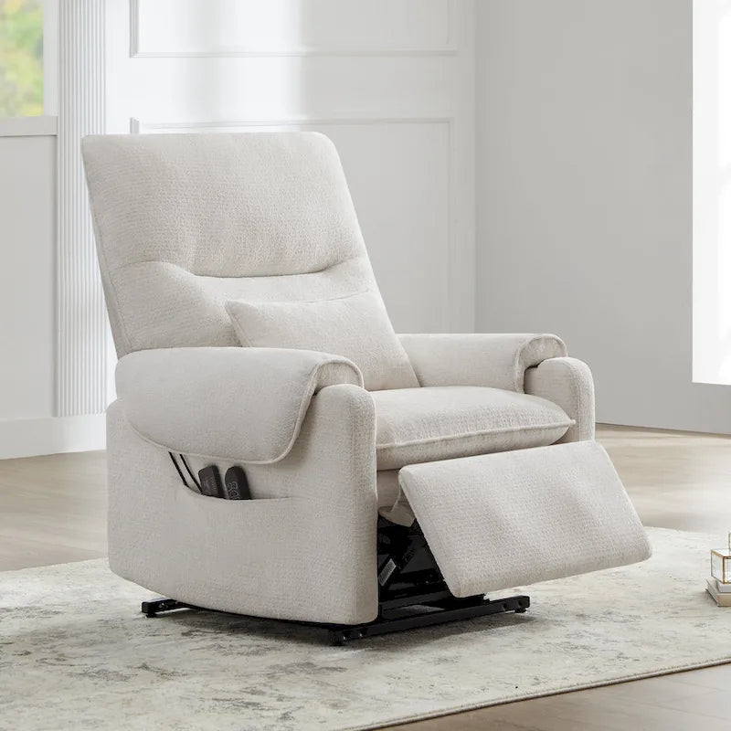 Infinite-Position Power Lift Recliner with Heat & Massage – Chenille Fabric