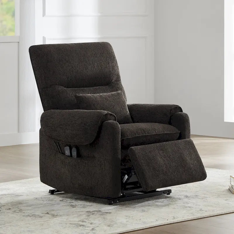 Fauteuil releveur inclinable électrique multiposition avec chaleur et massage – Tissu chenille