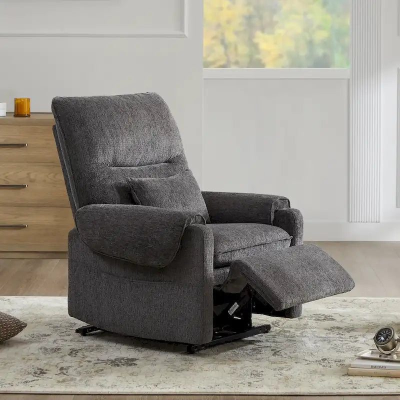 Fauteuil releveur inclinable électrique multiposition avec chaleur et massage – Tissu chenille