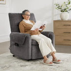 Fauteuil releveur inclinable électrique multiposition avec chaleur et massage – Tissu chenille