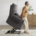 Fauteuil releveur inclinable électrique multiposition avec chaleur et massage – Tissu chenille