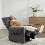 Fauteuil releveur inclinable électrique multiposition avec chaleur et massage – Tissu chenille