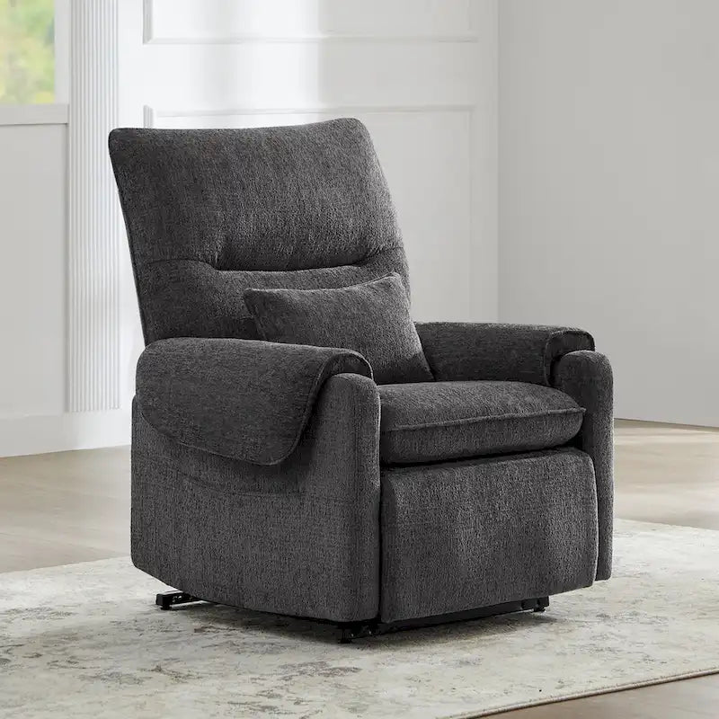 Fauteuil releveur inclinable électrique multiposition avec chaleur et massage – Tissu chenille
