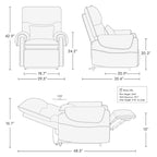 Fauteuil releveur inclinable électrique multiposition avec chaleur et massage – Tissu chenille