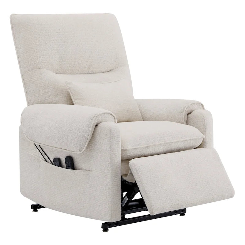 Fauteuil releveur inclinable électrique multiposition avec chaleur et massage – Tissu chenille