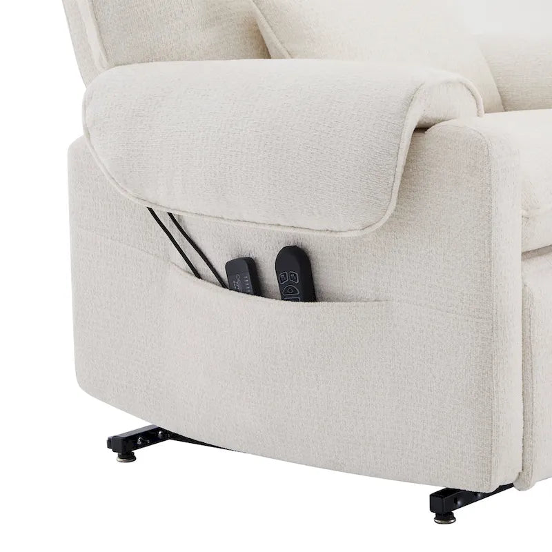 Fauteuil releveur inclinable électrique multiposition avec chaleur et massage – Tissu chenille
