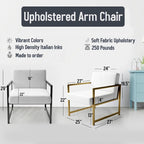 Fauteuil d'appoint capitonné floral en vitrail blanc – Cadre en bois d'hévéa