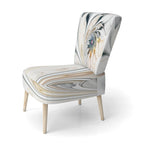 Fauteuil d'appoint capitonné floral en vitrail blanc – Cadre en bois d'hévéa