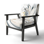 Fauteuil d'appoint capitonné floral en vitrail blanc – Cadre en bois d'hévéa