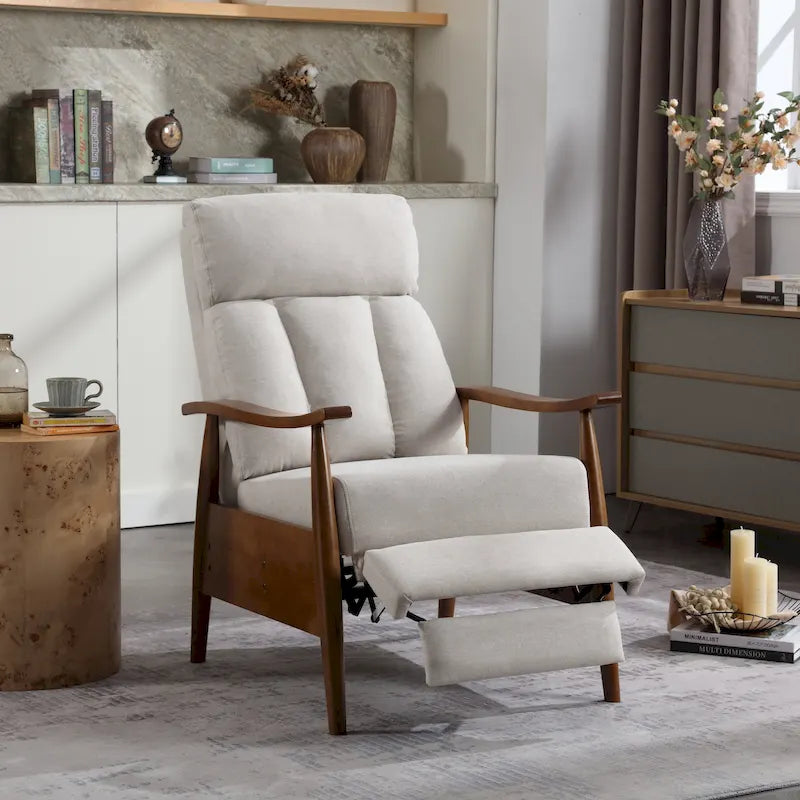 Adjustable Recliner Lounge Armchair with Footrest – Linen, Leather or Microsuede