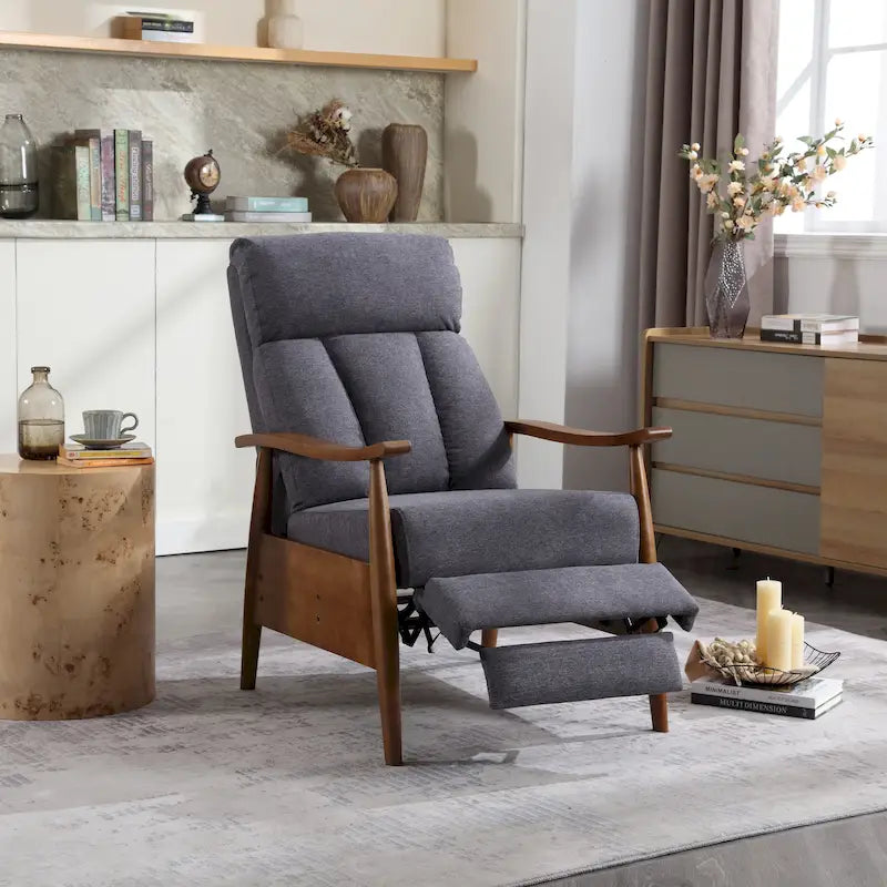 Adjustable Recliner Lounge Armchair with Footrest – Linen, Leather or Microsuede