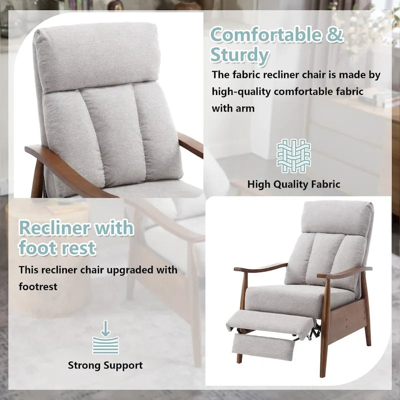 Adjustable Recliner Lounge Armchair with Footrest – Linen, Leather or Microsuede