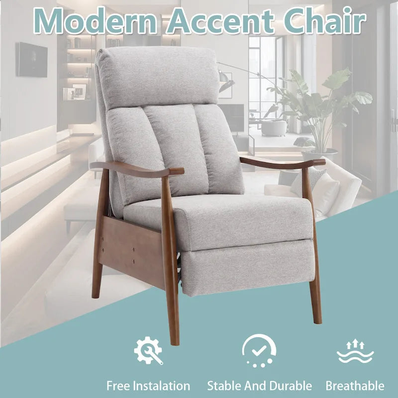 Adjustable Recliner Lounge Armchair with Footrest – Linen, Leather or Microsuede