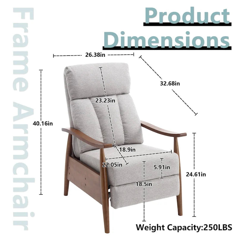 Adjustable Recliner Lounge Armchair with Footrest – Linen, Leather or Microsuede
