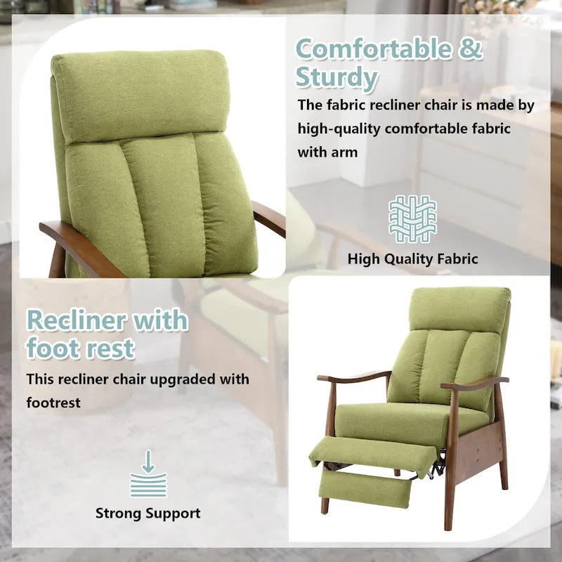 Adjustable Recliner Lounge Armchair with Footrest – Linen, Leather or Microsuede
