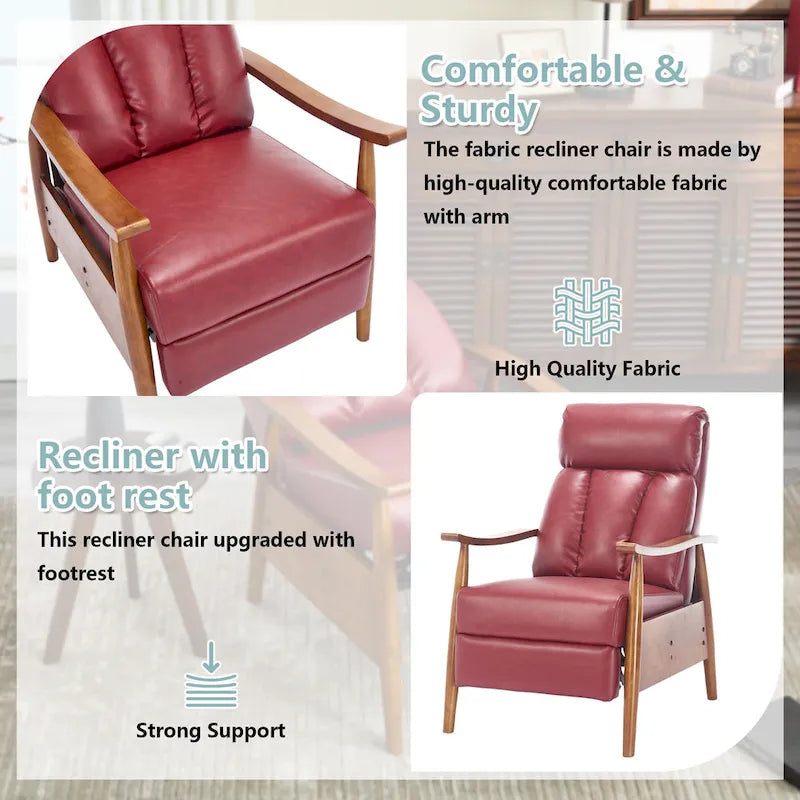 Adjustable Recliner Lounge Armchair with Footrest – Linen, Leather or Microsuede