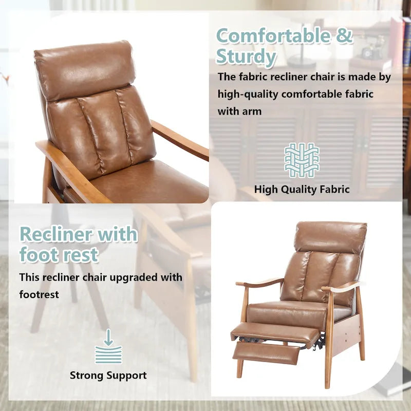 Adjustable Recliner Lounge Armchair with Footrest – Linen, Leather or Microsuede