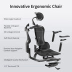 Fauteuil de bureau ergonomique avec support lombaire auto-adaptatif et accoudoirs 3D – Noir