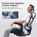 Fauteuil de bureau ergonomique avec support lombaire auto-adaptatif et accoudoirs 3D – Noir
