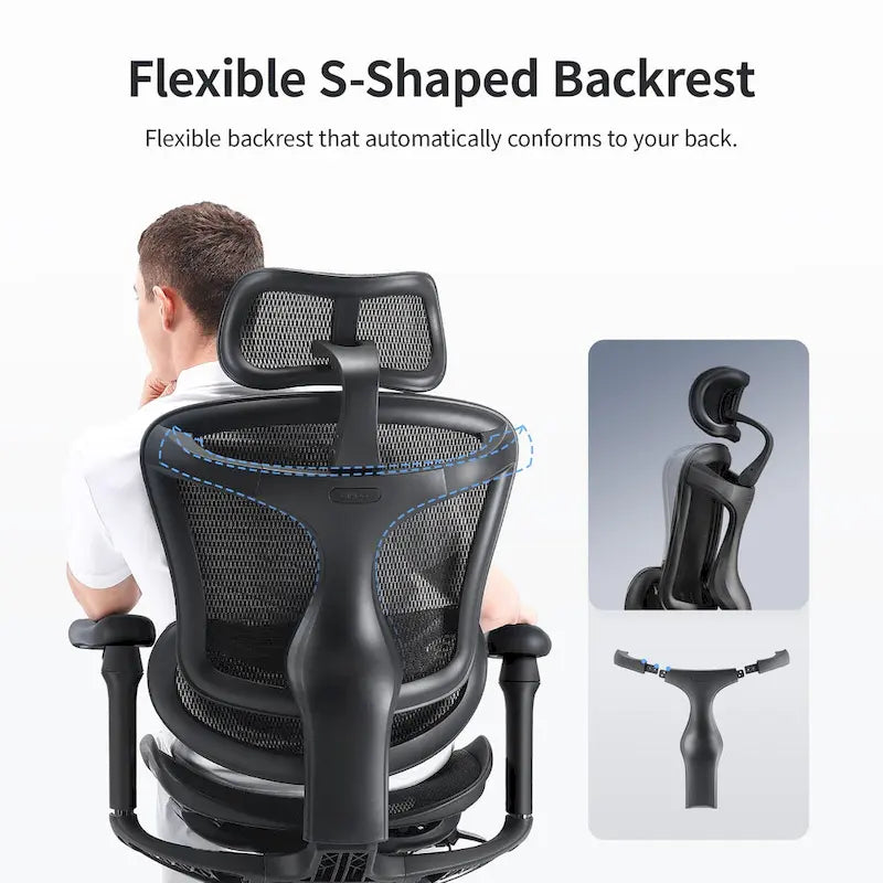 Ergonomic Office Chair with Auto-Adaptive Lumbar & 3D Armrests – Black