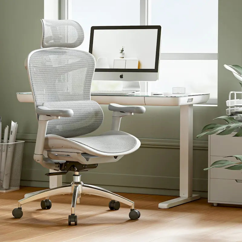 Fauteuil de bureau ergonomique avec support lombaire auto-adaptatif et accoudoirs 3D – Noir