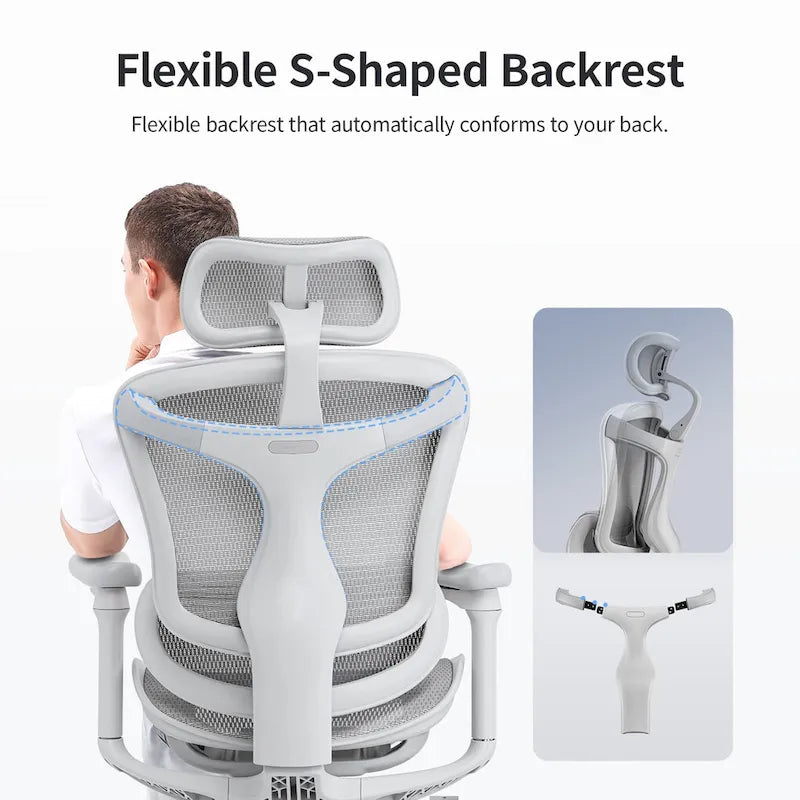 Fauteuil de bureau ergonomique avec support lombaire auto-adaptatif et accoudoirs 3D – Noir