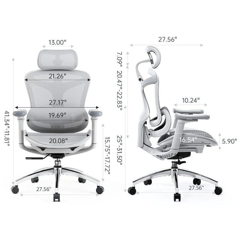 Fauteuil de bureau ergonomique avec support lombaire auto-adaptatif et accoudoirs 3D – Noir