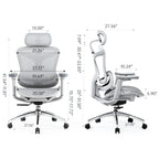 Fauteuil de bureau ergonomique avec support lombaire auto-adaptatif et accoudoirs 3D – Noir